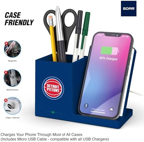 SOAR Smart Wireless Charger & Stylish Desktop Organizer – Fast 10 W Charging for Qi-Enabled Devices, Clutter-Free Workspace Solution with Built-in Storage and Safety Features
