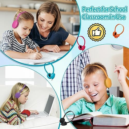 Bulk 18-Pack Kids Over-Ear Headphones – Durable Wired Classroom Headphones for Enhanced Learning & Engagement – Colorful, Comfortable Design with 3.5 mm Compatibility for Boys and Girls – Perfect for Schools, Libraries, and Group Activities