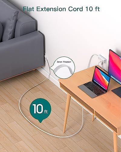 Addtam Ultra Flat Power Strip for Cruise & Travel – 5 ft Extension Cord with 6 Outlets, Compact Design for Dorms & Home Offices – No Surge Protection, Ideal for On-the-Go Charging – Lightweight & Space-Saving Solution