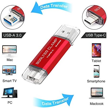 High-Speed 512 GB Dual Port USB 3.0 Type C Flash Drive – Versatile OTG Memory Stick for Android Smartphones & PCs, Compatible with Samsung Galaxy S10/S9/S8/Note 9, LG, Google Pixel – Compact & Stylish Red Design for Effortless File Transfers