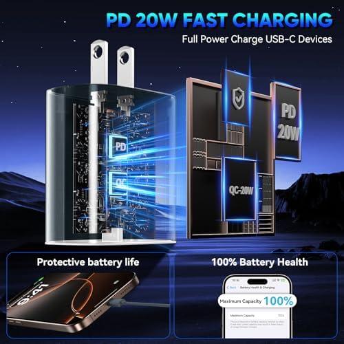 Unlock Rapid Charging Efficiency with the 20 W USB-C Power Adapter and 10 ft Cable – Ideal for i Phone 16, 15 Pro, and Galaxy S24 for Ultimate Portability and Convenience