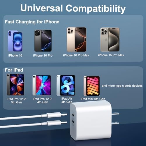 20 W Dual-Port USB-C Fast Charger with 6.6 FT Cable – Ultimate Power Solution for i Phone 15/16 Pro Max & Android Devices – Efficient Travel Companion Designed for rapid charging, this 20 W Dual-Port USB-C Charger ensures your i Phone 15/16 Pro Max and Android devices stay powered up with maximum efficiency. Featuring a generous 6.6 FT USB-C to C cable, this charger eliminates the inconvenience of short cords while allowing you to multitask with ease. Its dual-port design offers the ability to charge two devices simultaneously, making it ideal for busy professionals and frequent travelers. Enjoy broad compatibility across multiple Apple and Android devices, ensuring versatility for all your charging needs. The compact and lightweight structure of this charger enhances portability, making it an essential accessory for your on-the-go lifestyle. Built with high-quality materials, this charger prioritizes durability and safety, giving you peace of mind while delivering fast charging performance. Elevate your charging routine and stay connected wherever life takes you with this indispensable charging solution.