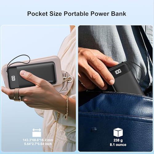 Ultimate 10000 m Ah Portable Power Bank with Built-in Charging Cable and LED Power Indicator – Travel-Ready External Battery Pack for i Phone 16/15, Samsung S22, and Android Devices – Unmatched Compatibility and Rapid Charging for On-the-Go Lifestyles