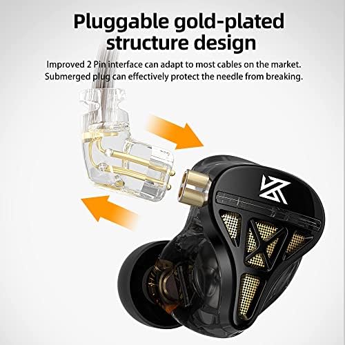 KZ ZSN Pro Hybrid In-Ear Earbud Headphones – High-Fidelity Audio with Dynamic Driver & Balanced Armature, Stylish Metal Faceplate, Detachable Cable for Custom Connectivity – Perfect for i Phone & Android Use, Ideal for Fitness & Everyday Listening (Blue, No Mic)