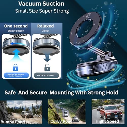 Revolutionary 2026 Vacuum Phone Holder for Car – Ultimate Suction Cup Mount with 360° Pivoting Feature for i Phone & Android Devices, Perfect for Vehicles, Gyms, and Mirrors – Unrivaled Stability and Adaptability for Effortless Hands-Free Operations