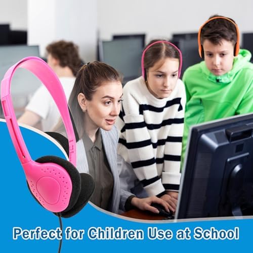 30-Pack Durable Over-Ear Headphones for Kids – Adjustable Wired Audio Solution with Universal 3.5 mm Jack for Enhanced Classroom Learning Experience