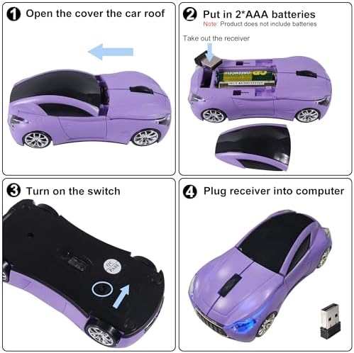 Sleek Yellow Wireless Car Mouse – Cool Sports Car Design for Enhanced Precision with 1600 DPI Optical Technology | Lightweight & Portable USB Receiver Mouse for Laptops, PCs, and Travel | Perfect Gift for Tech Lovers and Professionals