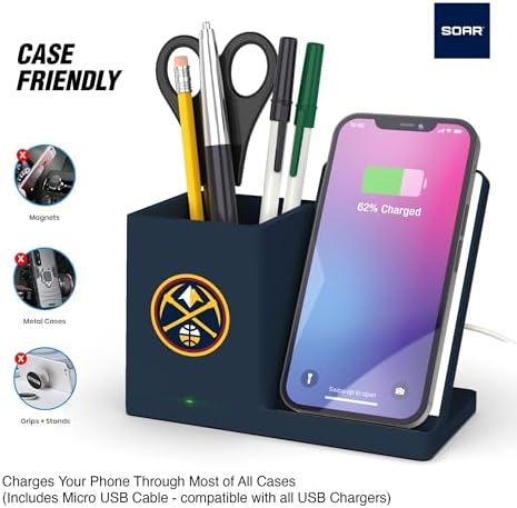 SOAR Smart Wireless Charger & Stylish Desktop Organizer – Fast 10 W Charging for Qi-Enabled Devices, Clutter-Free Workspace Solution with Built-in Storage and Safety Features