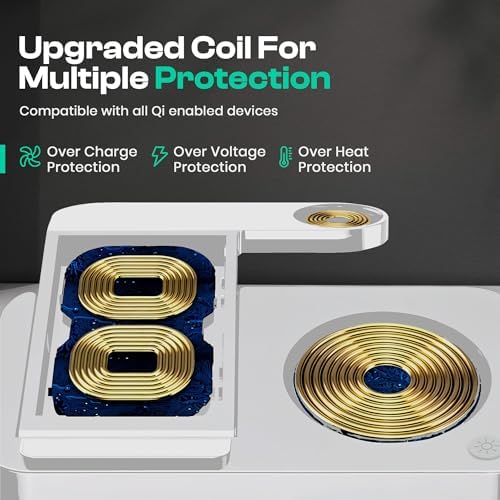 Ultimate 4-in-1 Wireless Charging Station for i Phone, Apple Watch, and Air Pods – Fast Qi-Certified Dock with Foldable Design, Extra USB Port, and Sleek Black Finish for Enhanced Device Organization and Efficiency