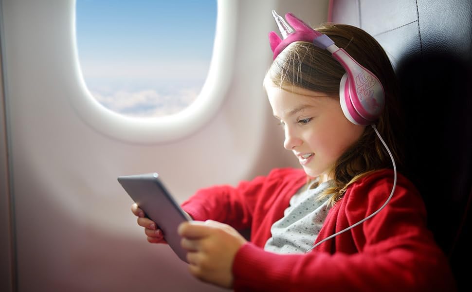 Vibrant Pink Over-Ear Headphones for Kids – Comfortable and Durable Wired Earphones with Safe Volume Control – Tangle-Free Design Ideal for Music, Movies, and Travel Adventures – Perfect Audio Companion for Young Listeners
