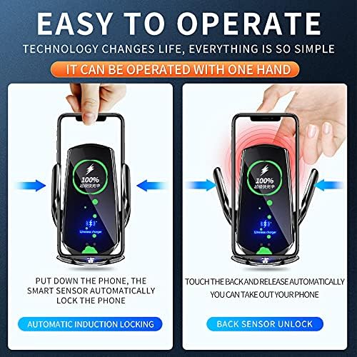 Smart Sensor Wireless Car Charger & Phone Holder – 15 W Fast Charging for i Phone & Samsung – Auto-Clamping Air Vent Mount with Transparent Design – Enhanced Compatibility & Effortless Use