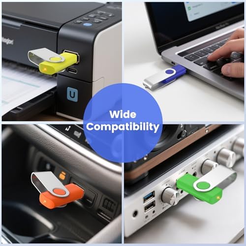 ABLAZE 20-Pack Portable 2 GB USB Flash Drives with Lanyards – Reliable USB 2.0 Thumb Drives for Effortless Data Storage and Transfer – Ideal for Students, Professionals, and Promotional Use – Compact Swivel Design for Enhanced Portability and Compatibility