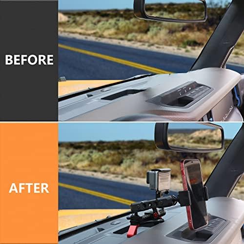 Revolutionize Your Ford Bronco Experience with the 360° Adjustable Dash Phone Mount Holder – Precision-Engineered Aluminum Smartphone Bracket for 2021-2025 Models, Perfect for 2-Door and 4-Door Interiors, Effortless Installation, Stylish Black Design for Maximum Durability and Functionality