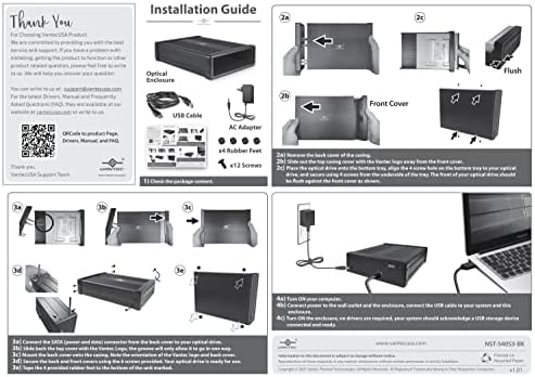 Vantec Nex Star DX2 USB 3.0 External Enclosure for 5.25″ Blu-Ray, CD, DVD SATA Drives – Second Generation, Tool-Free Setup, Premium Aluminum Alloy Design, Fast Data Transfer and Enhanced Durability for Media Storage Solutions