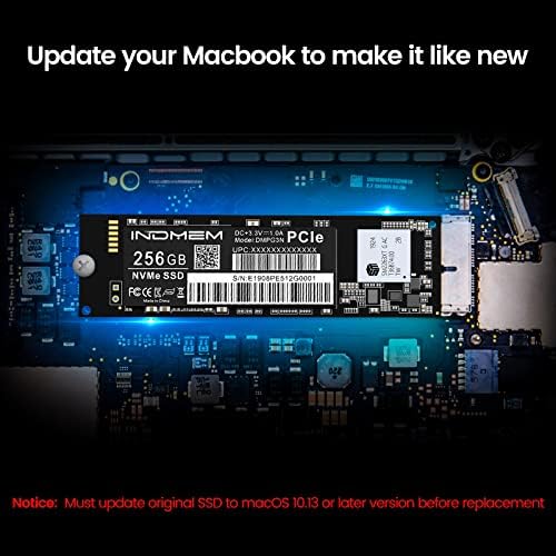 Revitalize Your Mac with INDMEM 256 GB NVMe PCIe SSD – Fastest Upgrade for Mid 2013-2017 Mac Book Air & Late 2013-Mid 2015 Mac Book Pro Retina – Lightning-Fast Data Transfer, Robust Compatibility, and Simplified Installation for Uninterrupted Performance