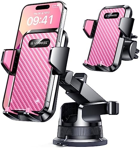 VANMASS 2024 Enhanced Universal Phone Holder – Super Suction Cup Mount for Car Dashboard, Window & Vent – Securely Fits i Phone 15 Pro Max, 14, 13 & More – Hands-Free Vehicle Cradle with 360-Degree Rotation – Sleek Blue Design for Ultimate Convenience and Safety