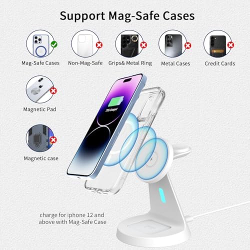 Revolutionize Your Charging Routine with the 3-in-1 Mag Safe-Compatible Charging Station – Fast Wireless Charger for i Phone 12-16 Series, Air Pods, and Apple Watch – Sleek, Compact Design with Enhanced Safety Features for Home and Office Use