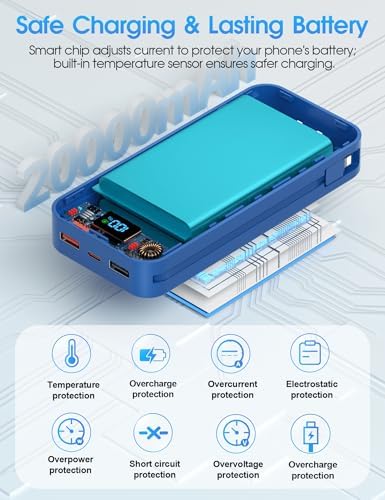 Ultra-Compact 12000 m Ah Power Bank with Built-in Charging Cables & AC Plug – 20 W PD Fast Charging for i Phone, Samsung, Android, USB-C Devices – Travel-Friendly External Battery Pack in Purple – Unmatched Portability and Efficiency for On-the-Go Charging Solutions