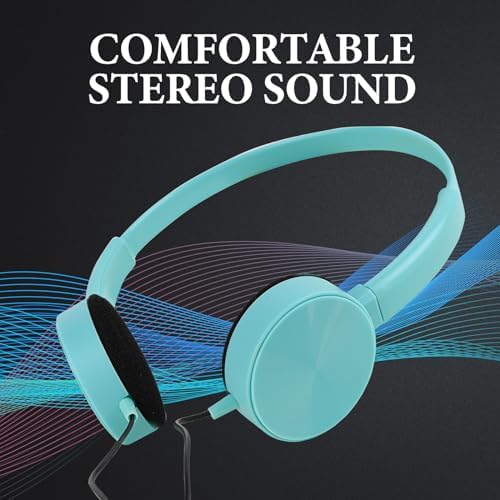 GEEKRIA 12-Pack Classroom-Ready Wired Headphones – Adjustable On-Ear Design for Kids and Students, Perfect for Learning Environments, Libraries, and Group Activities – Durable Headset with Superior Comfort and Device Compatibility for Enhanced Focus and Collaboration