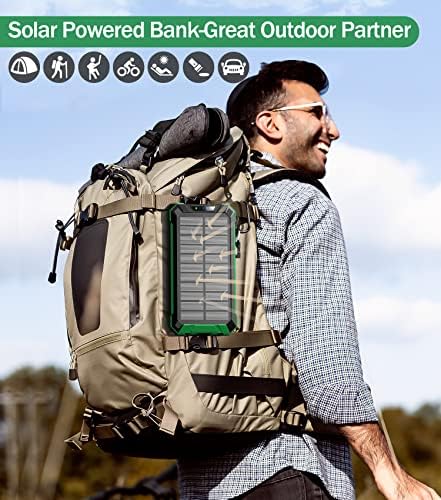 GOODaaa 36,000 m Ah Solar Wireless Power Bank with Built-in 4 Cables, Fast 15 W Charging, 6 Outputs & Dual Flashlights – Ultimate Portable Charger for All Devices with Carabiner for Easy Carrying