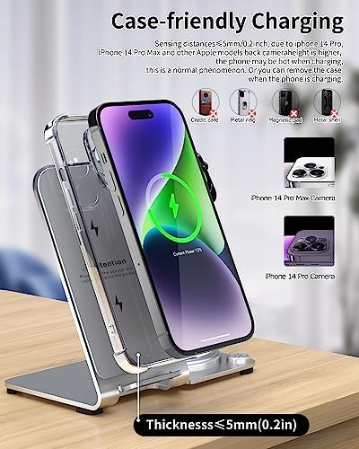Premium Aluminum Alloy 3-in-1 Wireless Charging Station for i Phone, Apple Watch & Air Pods – Ultra-Fast Power Delivery for i Phone 15 to 11 (Pro, Pro Max), XS, XR – Sleek Minimalist Design for Effortless Clutter-Free Charging Experience