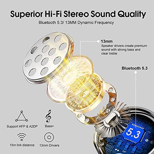 Elevate Your Audio Experience with OYIB Bluetooth 5.3 Wireless Earbuds – Advanced Noise Cancelling Earphones Featuring 4-Mic Clarity, Touch Control, and IPX7 Waterproof Design for Enhanced Workout Performance – LED Battery Display for Real-Time Monitoring and Effortless Connectivity