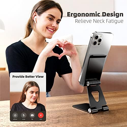 TOPGO Adjustable Cell Phone Stand, [Fully Foldable & Wide Compatibility] Desktop Stand Holder with Charging Port for iPhone, iPad, Kindle, Tablets, Switch – Silver – Enhanced Compatibility and Speed