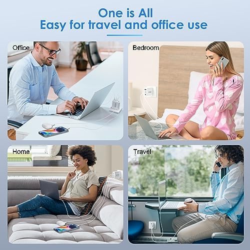 Ultimate 120 W Ga N USB-C Fast Charger with 4 Ports – High-Speed Charging for i Phone, Mac Book, Galaxy & More – PD 3.0 & QC 3.0 Compatible – 6.56 ft USB-C Cable Included – Safe, Efficient, and Portable Power Hub for Home, Office, and Travel – Universal Device Compatibility with Overheat & Short Circuit Protection