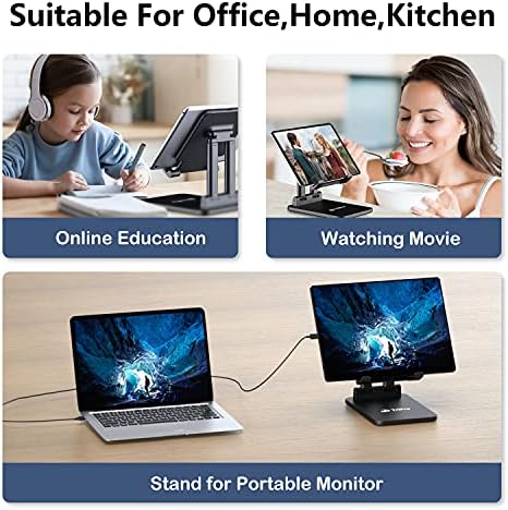 Adjustable & Foldable Tri Pro Tablet Stand – Sturdy Holder for i Pad, Tablets & Portable Monitors (7″-15.6″) – Compact Design Boosts Productivity and Comfort for Home or Office Use