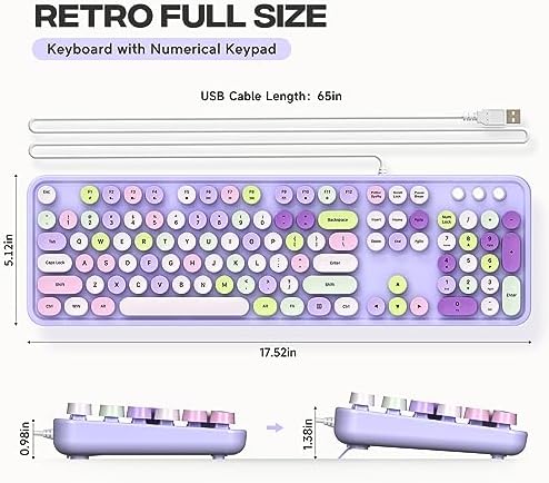 Illuminate Your Workspace with the Large Print Backlit Keyboard – Ergonomic USB Wired Multimedia Keyboard with Rainbow LED Lighting for Enhanced Comfort and Visibility on Windows PCs & Laptops