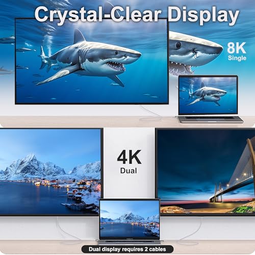 White Thunderbolt 4 Cable Long, Right Angle USB 4 Cable 90 Degree, 240W USB c Cable 40gbps Data Transfer, 8K@60Hz Display, Compatible with Docks eGPU Hub 6.6ft/2M – Enhanced Compatibility and Speed