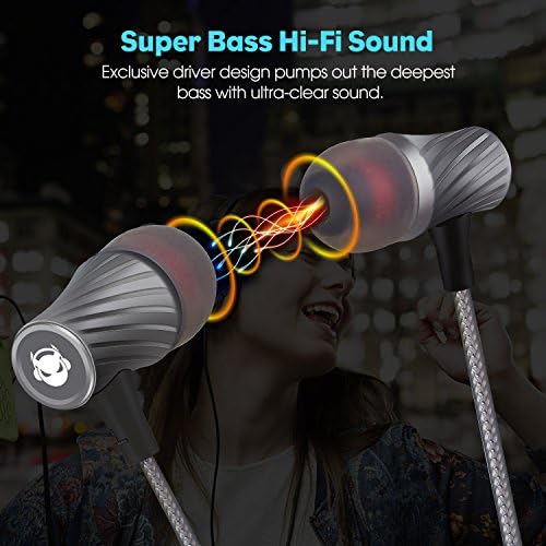 Ultimate Noise-Cancelling Super Bass Wired Earbuds with Microphone – Immersive Sound for Gaming, Travel & Work – Comfortable & Durable Earphones Compatible with i Phone & Samsung – Enhanced Performance & Extended Wear