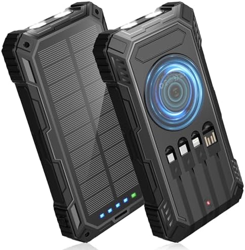 Ultimate 49800 m Ah Solar Power Bank – Compact Wireless Charger with Fast 22.5 W Output and Integrated Cables for i Phone, Galaxy, and Android – Perfect for Outdoor Adventures and Travel