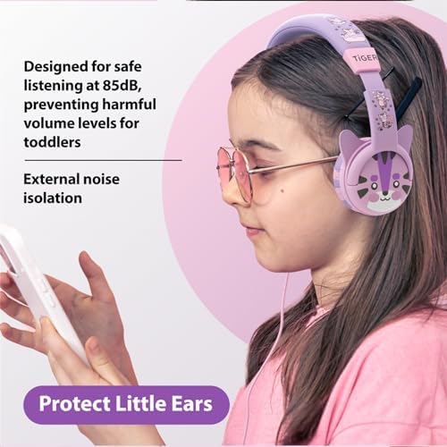 Kidrox Safe Sound Wired Toddler Headphones – Volume-Limited 85 d B Child-Friendly Headset for Ages 1-7 | Lightweight, Durable Design Perfect for Travel on Airplanes and Cars | Comfortable Fit for Tablets, i Pads, and More – Ensuring Safe Listening and Ultimate Entertainment Enjoyment