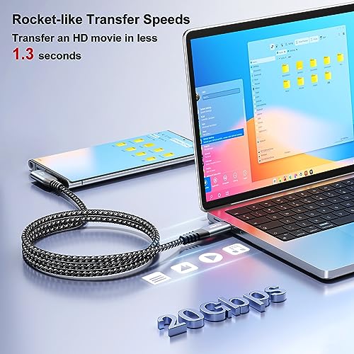 Long USB C Monitor Cable 10FT, 4K@60Hz Video Output 100W PD Charging, 20Gbps Data Transfer, Long USB C 3.2 Gen 2×2 Cable for MacBook, iPad, Dell, LG, ARZOPA, KYY for Portable Monitor – Enhanced Compatibility and Speed