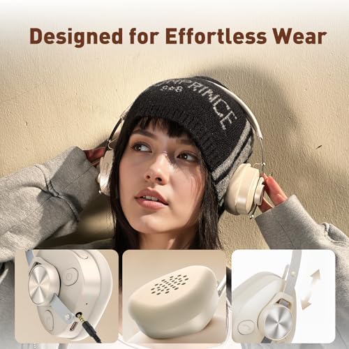 Experience the Fusion of Vintage Aesthetics and Cutting-Edge Technology with One Odio F4 Retro Wireless On-Ear Headphones – Exceptional Hi-Res Audio, Dual Bluetooth 5.4 for Effortless Connectivity, 50 Hours of Playtime, Ultra-Lightweight Design at Just 0.25 lb, and Integrated Microphone for Smooth Communication. Elevate Your Listening Experience with Distinctive Maillard Style and Unparalleled Sound Quality, Perfect for Music Enthusiasts and Casual Listeners Alike. Enjoy Seamless Wireless Freedom Without Sacrificing Audio Fidelity While Indulging in Nostalgic Elegance That Makes Every Moment Memorable. Ideal for Extended Use with Comfort in Mind, These Headphones Are a Must-Have for Those Seeking Both Style and Performance in Their Audio Gear.