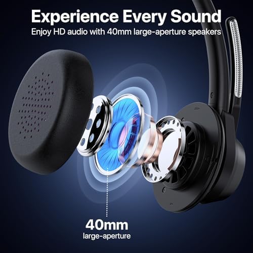 Advanced Bluetooth Headset with Noise-Canceling Microphone – V5.4 Wireless Technology for Effortless Multipoint Connectivity – Ultra-Lightweight Design Perfect for Work, Zoom Meetings, and Mobile Calls – Ideal for Noisy Environments – Stylish Black Finish