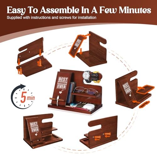 Gifts for Men Him Husband, Stocking Stuffers for Man Him, Christmas Mens Gift, Wood Phone Docking Station, Groomsmen Gift, Anniversary Fathers Day Birthday Gifts for Man Husband Boyfriend – Enhanced Compatibility and Speed