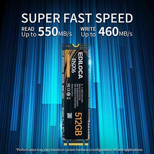 Upgrade Your System with the EN206 512 GB M.2 SSD – High-Speed 3 D NAND TLC Technology for Ultrabooks and Mini PCs, Blazing Fast Read/Write Speeds of 550/460 MB/s, Enhanced Compatibility for Seamless Performance and Efficiency