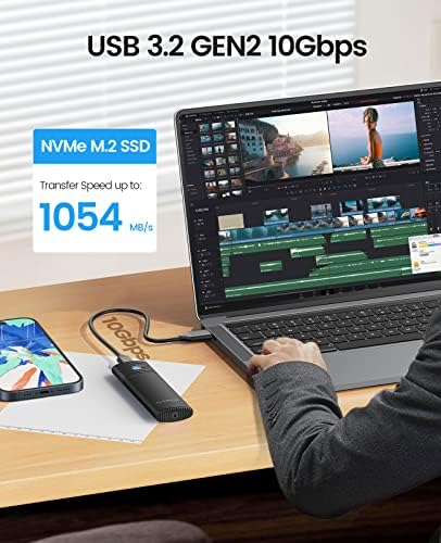 Ultra-Fast ORICO Aluminum M.2 NVMe SSD Enclosure – Tool-Free 10 Gbps USB-C Adapter for 2230/2242/2260/2280 PCIe M-Key SSDs – Thunderbolt 3 Compatible External SSD Case with Enhanced Heat Dissipation and 4 TB Support for Optimal Data Management and Storage Solutions
