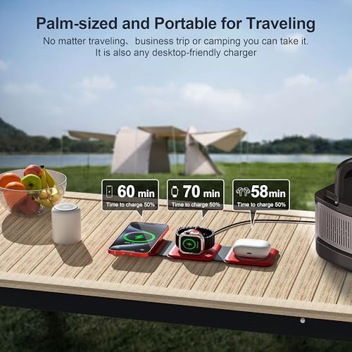 UCOMX Foldable 3-in-1 Wireless Charging Station: Ultimate Travel Charger for i Phone 12-16 Pro Max, Apple Watch Series 3-Ultra, and Air Pods Pro – Rapid Nano Technology for Fast, Safe Charging & Clutter-Free Convenience