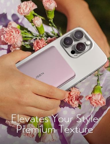 LISEN 0.3-Inch Ultra Slim Mag Safe Portable Charger for i Phone – 5000 m Ah Wireless Battery Pack for Effortless Travel Charging – Essential Magnetic Power Bank Compatible with i Phone 16 Pro Max/15/14/13/12 – Fast Charging, Lightweight Design for On-the-Go Convenience