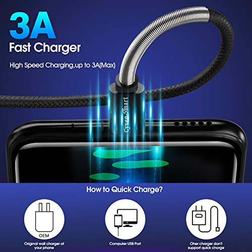 Cyven Premium 10 ft USB C Fast Charging Cable – 3-Pack High-Speed Type C Charger for Android Devices, Compatible with Samsung Galaxy S10, S9, S8 Plus – Enhanced Durability and Flexibility for Everyday Use