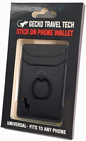 Gecko Universal Phone Ring Wallet – 360° Swivel Grip with Strong Adhesive for Credit Cards and Cash – Enhanced Stability and Comfort for Selfies, Videos, and Everyday Use – Compatible with All Cell Phone Models – Durable, Magnetic Mount Ready – Gray Finish – 90-Day Satisfaction Guarantee