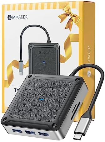 Revolutionize Your Workspace with the 8 Port USB-C Hub Multiport Adapter – Experience 4 K@60 Hz HDMI Clarity, Lightning-Fast 1 Gbps Ethernet, and 100 W Power Delivery for Ultimate Device Charging, Plus 3 USB 3.0 Data Ports and Dual Card Readers for Effortless Multimedia Management!