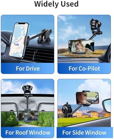 Seamless Vlogging & Filming Car Phone Holder for Windshield | Multi-Angle Adjustable Mount for 4.7″-6.9″ Devices | Compatible with i Phone 16/15/14 & Samsung S25 Ultra | Secure No-Swivel Design for Safe, High-Quality Recording | Easy Installation & Compact Storage