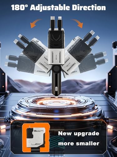 Celestial Power: 4-in-1 Starlight Retractable Car Charger with Fast Dual USB Ports – Compatible with i Phone 15/14/13 – Innovative Tangle-Free Charging Solution for Enhanced Portability and Style