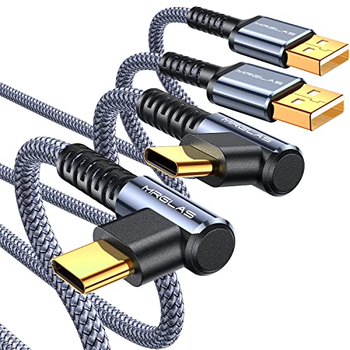 MRGLAS 3.2 A USB-C Charger Cable Pack – Versatile 4-Pack with Right Angle Design (10 FT, 6.6 FT, 3.3 FT, 1.6 FT) for Fast Charging i Phone 16/15, Samsung S10/S9, LG Smartphones – Durable Braided USB A to Type C Cords for Enhanced Performance and Compatibility