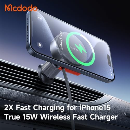 Revolutionize Your Drive with the Mc Dodo 15 W Mag Safe Car Mount Charger – Effortless Wireless Charging with Built-in Retractable USB-C Cable for i Phone 16, 15 Pro, Pro Max Plus, Galaxy & More – Secure Magnetic Design for Ultimate Stability & Fast Power Delivery