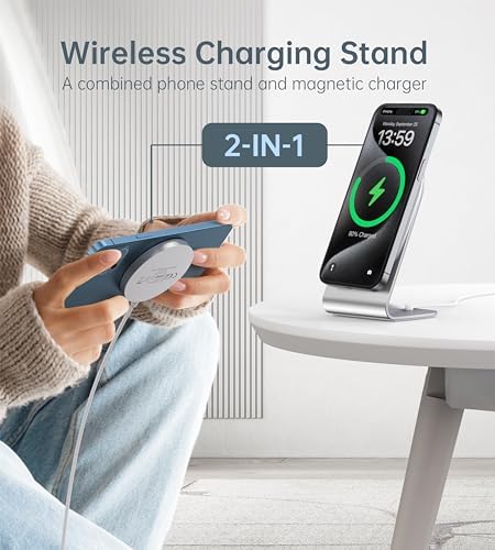 Elevate Your Charging Experience: Premium Magnetic Wireless Charger for i Phone 16/15/14/13/12 with 20 W USB-C Adapter – Fast, Elegant, and Versatile Charging Stand/PAD in Luxurious Gold – Enhanced Compatibility for Pro Max, Plus, Mini Models with 5 ft Cable for Ultimate Flexibility